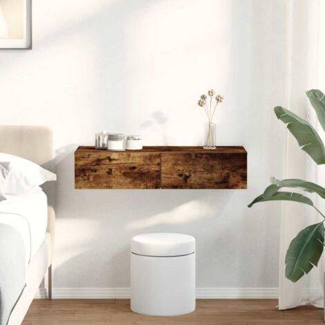 Vidaxl – Étagère murale avec tiroirs en bois d'ingénierie chêne fumé – Dimensions 80x33x17 cm – Charge maximale 60 kg – Assemblage requis
