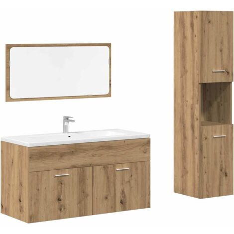 Vidaxl – Ensemble de meubles de salle de bain 3 pcs – Bois d'ingénierie chêne artisanal – Dimensions meuble lavabo 90x38,5x46 cm – Assemblage requis
