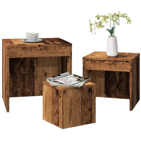 vidaXL Nesting Tables 3 pcs Old Wood Engineered Wood