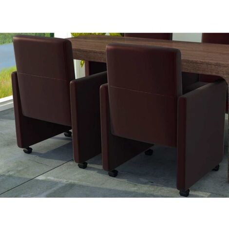 Vidaxl – Lot de 2 chaises à manger marron similicuir – Design ergonomique – Hauteur d'assise 46,5 cm – Capacité 120 kg – Faciles à nettoyer (1/5)
