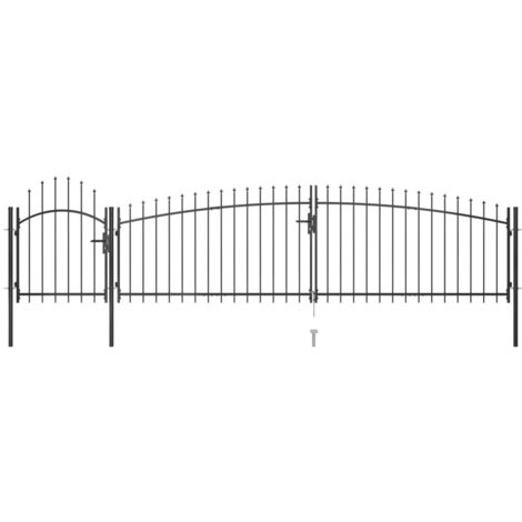 Vidaxl – Portail de clôture de jardin en acier enduit de poudre 5x1,5 m – Verrouillable – Installation facile avec 3 poteaux et charnières robustes (1/5)
