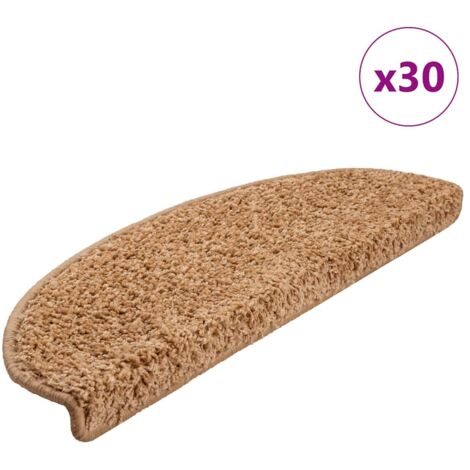 Tapis d'escalier 30 pièces 65 x 21 x 4 cm Beige Demi-rond Grand vidaXL