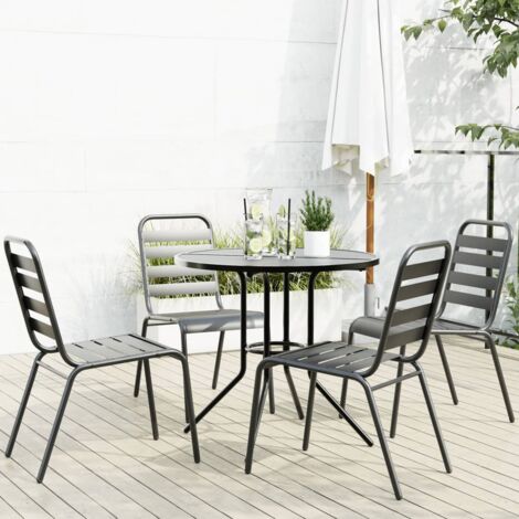 vidaXL Stackable Garden Chair Set 5 pcs Anthracite Powder-coated Steel (1/5)