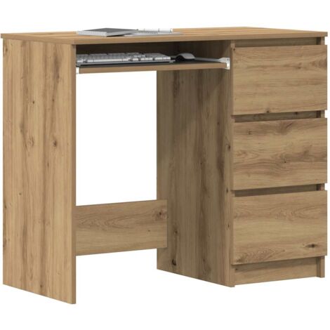 Vidaxl – Bureau enfant chêne artisanal 90x45x76 cm – Bois d'ingénierie durable – 3 tiroirs pour rangement – Surface résistante à l'humidité