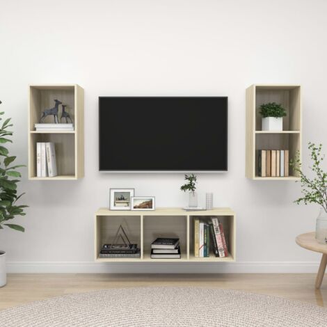Ensemble de meuble TV 3 pcs Chêne sonoma Aggloméré (1/5)