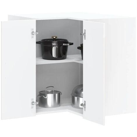 vidaXL Kitchen Wall Corner Cabinet "Kalmar" High Gloss White Engineered Wood