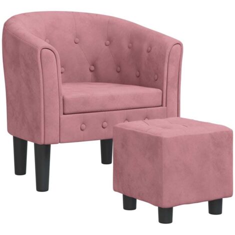 Vidaxl – Fauteuil cabriolet rose velours – Repose-pied intégré – Dimensions 70x56x68cm – Design tufté pour salon ou bureau - vidaXL439664