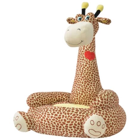 Chaise en peluche pour enfants Girafe Marron vidaXL
