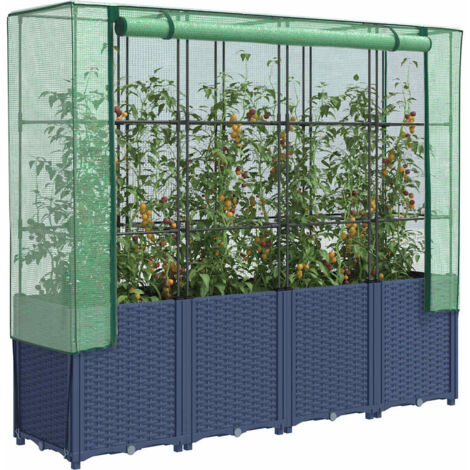 vidaXL Jardinière surélevée avec housse aspect rotin 160x40x153 cm