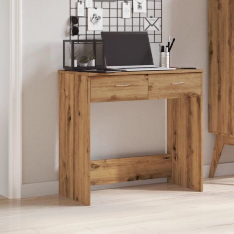 Vidaxl – Bureau d'angle chêne artisanal 80x40x75 cm – Bois d'ingénierie – 2 tiroirs – Surface résistante à l'humidité et à la déformation