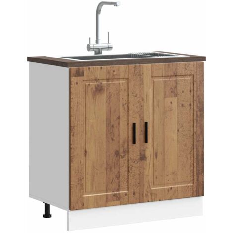 Vidaxl – Meuble sous évier Porto en bois d'ingénierie – Dimensions 80x46x81,5 cm – Résistant à l'humidité et à la déformation – Espace de rangement optimisé (1/6)