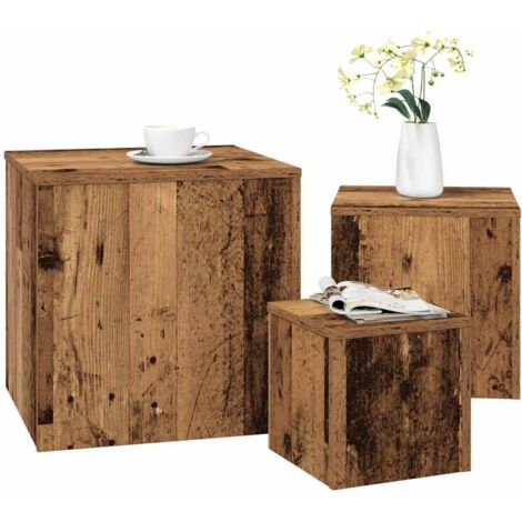 VidaXL Table D’Appoint Vieux Bois 50x50x35 Cm – Bois D’Ingénierie – Bout De Canapé Ou Chevet – Style Vintage