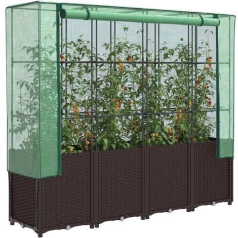 vidaXL Jardinière surélevée avec housse aspect rotin 160x40x153 cm