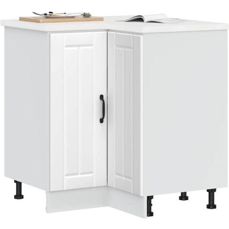 Vidaxl – Armoire d'angle de cuisine blanche en bois d'ingénierie – 2 portes – Pieds réglables – Grand espace de rangement (1/6)