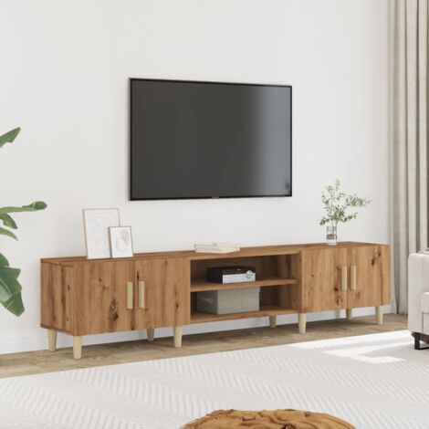 Vidaxl – Meuble TV chêne artisanal 180x31,5x40 cm – Bois d'ingénierie – 4 compartiments pour rangement – Design épuré et élégant