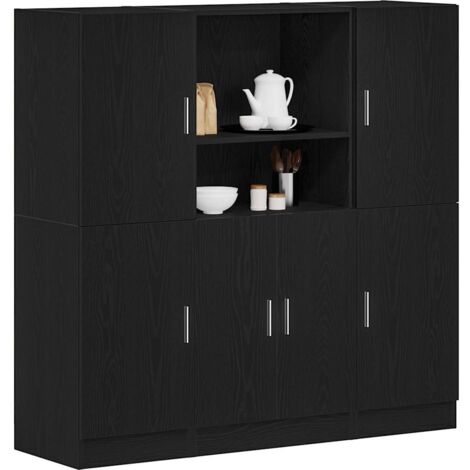 Vidaxl – Ensemble d'armoires de cuisine 3 pcs noir en bois d'ingénierie – Dimensions 133x41,5x131,5 cm – Capacité de charge 60 kg par armoire (1/6)