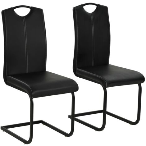 vidaXL Cantilever Dining Chairs 2 pcs Black Faux Leather (1/5)