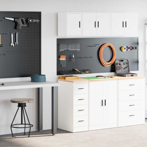 vidaXL Garage Cabinets 2 pcs White Engineered Wood