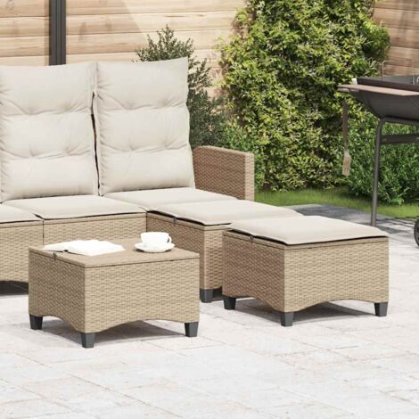 vidaXL Garden Stools with Cushions 2 pcs Beige 55x55x36 cm Poly Rattan (1/5)