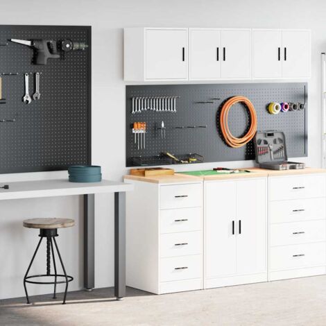 Armoires de garage 2 pcs blanc bois d'ingénierie vidaXL (1/5)