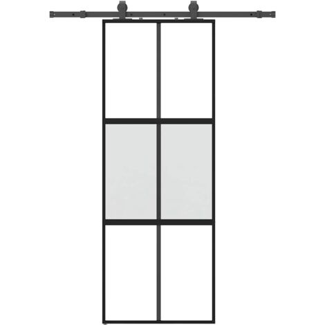 Porte coulissante kit quincaillerie noir 76x205 cm verre trempé vidaXL