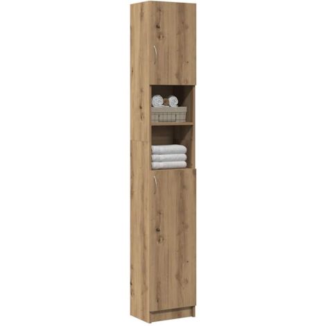 Vidaxl – Armoire murale de salle de bain chêne artisanal 32x25,5x190 cm – Fixation murale requise – Bois d'ingénierie – Poignées pratiques