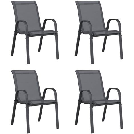 Chaises empilables de jardin lot de 4 Gris Tissu textilène vidaXL