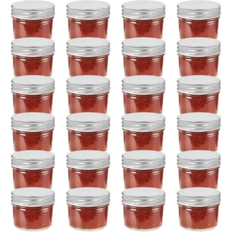 24 pcs Pots à confiture avec couvercles argentés Verre 110 ml vidaXL