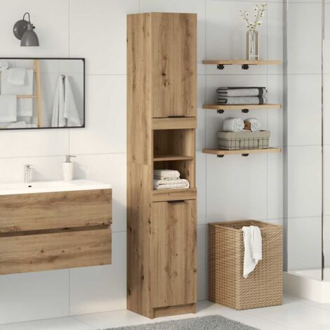 Vidaxl – Armoire murale de salle de bain en bois d'ingénierie chêne artisanal 32x34x188,5cm – Fixation murale incluse – Capacité 60kg