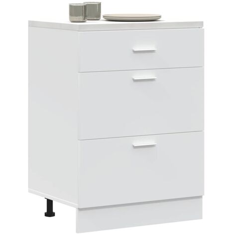 Vidaxl – Meuble bas de cuisine Lyon en bois d'ingénierie blanc – Dimensions 60x46x81,5 cm – Avec pieds réglables – Facile à entretenir