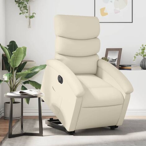 vidaXL Electric Stand up Recliner Chair Cream Faux Leather (1/5)