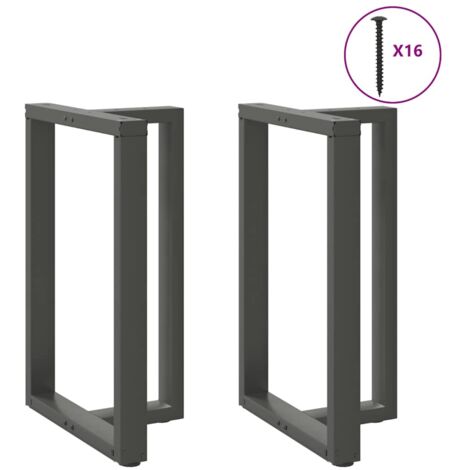 vidaXL Pieds de table de bar en T, 2 pièces, anthracite, 60 x 35 x (90-91) cm, acier