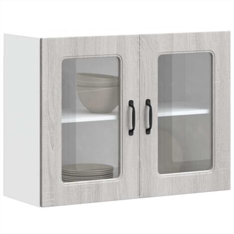 vidaXL Kitchen Wall Cabinet with Glass Door "Kalmar" Grey Sonoma Engineered Wood (1/5)