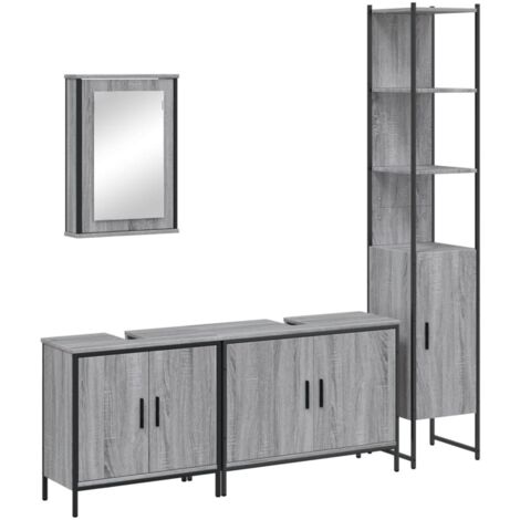 vidaXL 4 Piece Bathroom Furniture Set Grey Sonoma Engineered Wood (1/5)