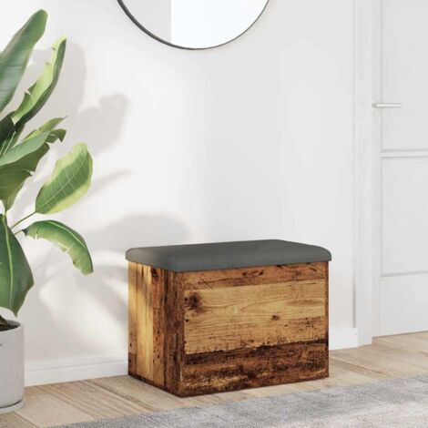 Vidaxl – Banc de rangement en bois d'ingénierie 62x42x45 cm – Assise rembourrée – Charnières robustes – Pour couloir ou salon