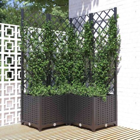 Vidaxl – Jardinière avec treillis noir 80x80x136 cm – PP résistant aux intempéries – Support pour plantes grimpantes – Assemblage requis