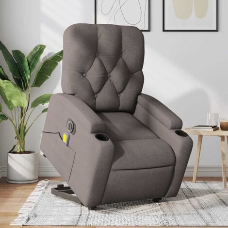 vidaXL Electric Stand up Massage Recliner Chair Taupe Fabric