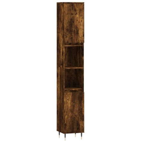 Armoire de bain chêne fumé 30x30x190 cm bois d'ingénierie vidaXL