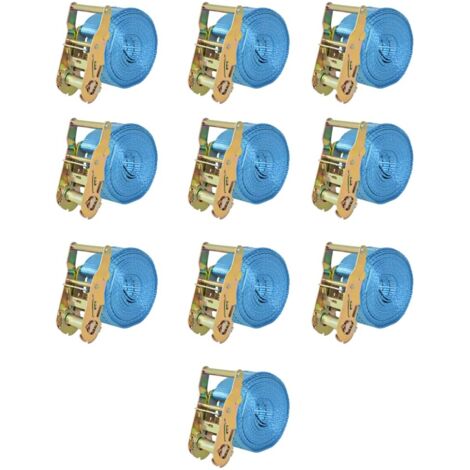 vidaXL Sangle d’arrimage à cliquet 10 pcs 2 tonnes 6 m x 38 mm Bleu