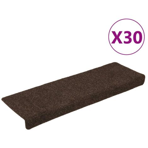 vidaXL Tapis d'escalier autocollant 30 pcs marron 65x21x4 cm