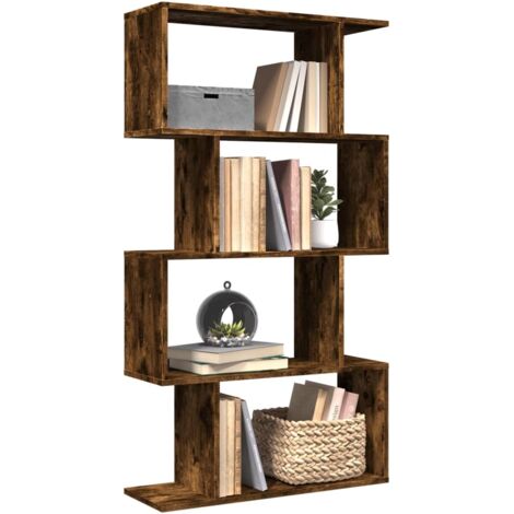 vidaXL Room Divider Bookcase 4-Tier Smoked Oak 70x24x129 cm Engineered Wood (1/5)