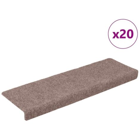 Tapis d'escalier autocollants 20 pièces 65 x 21 x 4 cm Crème Bord rectangulaire vidaXL
