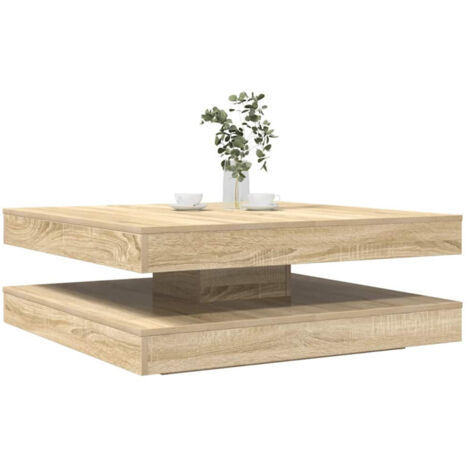 Vidaxl – Table basse gigogne rotative 360° en bois d'ingénierie chêne sonoma 90x90x34,5 cm – Capacité 20 kg – Facile à entretenir