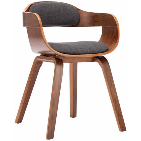 Vidaxl – Chaise de salle à manger gris foncé – Tissu durable avec accoudoirs – Cadre en bois courbé – Confort optimal 110 kg (1/5)