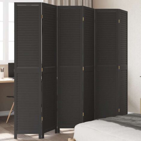 vidaXL Room Divider 6 Panels Black Solid Wood Paulownia (1/5)