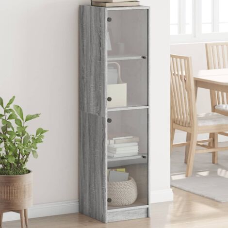 Buffet avec portes en verre sonoma gris 35x37x142 cm vidaXL