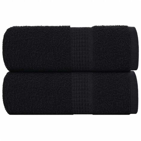 Serviettes d'invité 2 pcs noir 30x50 cm 360 g/m² 100% coton vidaXL