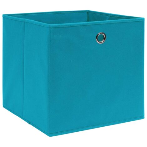 Vidaxl – Boîtes de rangement pliables 4 pcs en tissu intissé bleu azuré – Dimensions 28x28x28 cm – Œillet métallique pour retrait facile