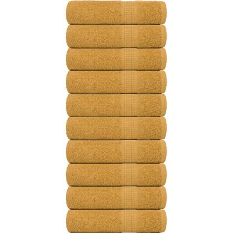 vidaXL Hand Towels "FROGN" 10 pcs Gold 50x100 cm 360 gsm