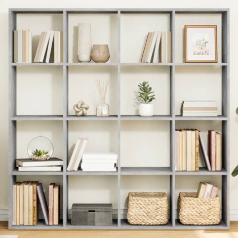 Bibliothèque gris béton 137,5x29x137,5 cm bois d'ingénierie vidaXL
